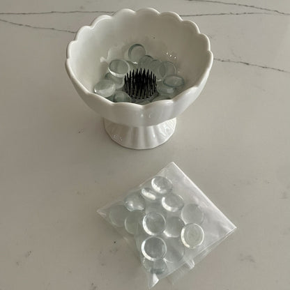 Small White Pedestal Vase with Flower Frog Pin