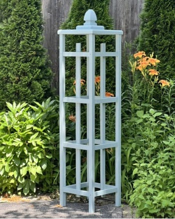 Cedar Garden Obelisk Trellis for Climbing Roses, Clematis, Plants– Custom Colors